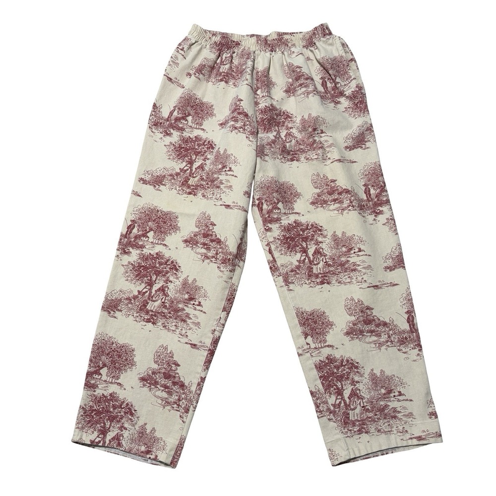Vintage Cactus Flower Women's Baggy AOP Baggy Pants Beige Red Sz Small 25 x 25